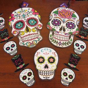 New Lot of 5 Day of the Dead Sugar Skull Signs